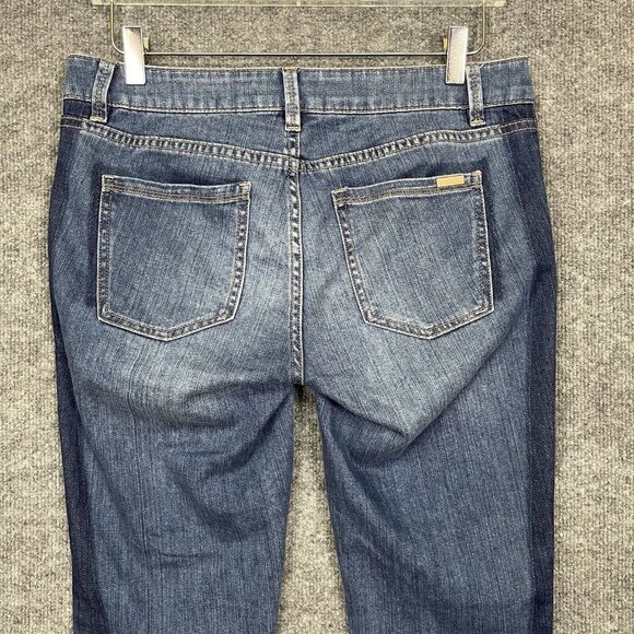 WHBM Jeans Womens 6 Straight Blue 2-Tone Multi‎ Wash Hi Low Raw Hem Cotton Blend - Picture 5 of 15